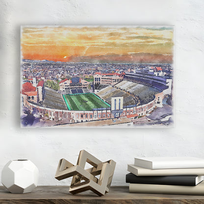 Folsom Field WaterColor, Boulder Colorado Watercolor, Sport Art, Gifts for him, Canvas Print Wall Art
