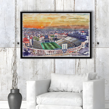 Folsom Field WaterColor, Boulder Colorado Watercolor, Sport Gift Art, Framed Canvas Print Wall Art