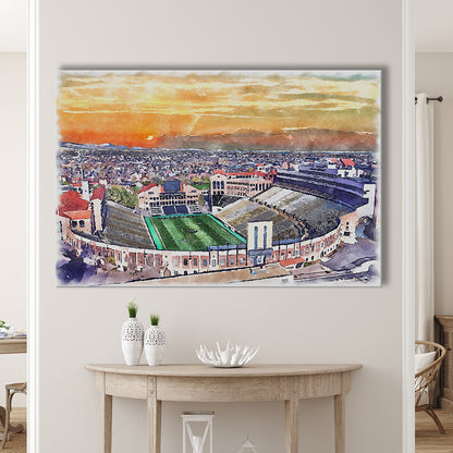 Folsom Field WaterColor, Boulder Colorado Watercolor, Sport Art, Gifts for him, Canvas Print Wall Art