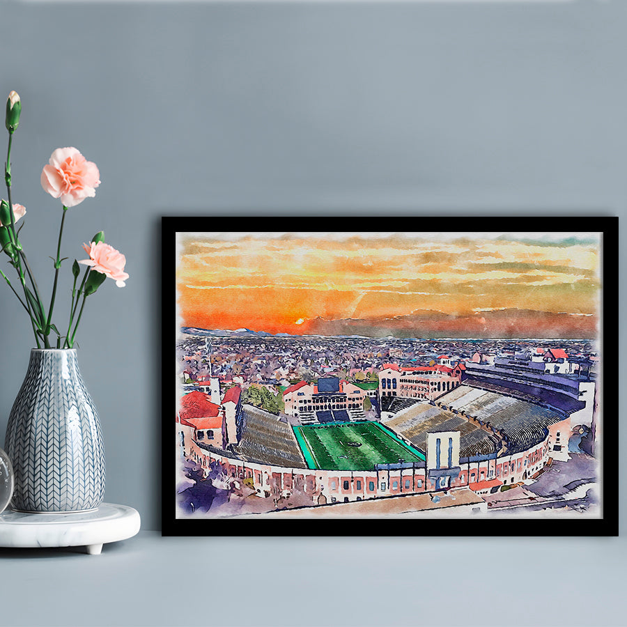 Folsom Field WaterColor, Boulder Colorado Watercolor, Sport Gift Art, Framed Art Print Wall Decor