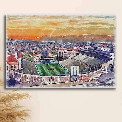 Folsom Field WaterColor, Boulder Colorado Watercolor, Sport Art, Gifts for him, Canvas Print Wall Art