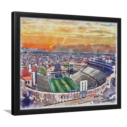 Folsom Field WaterColor, Boulder Colorado Watercolor, Sport Gift Art, Framed Art Print Wall Decor