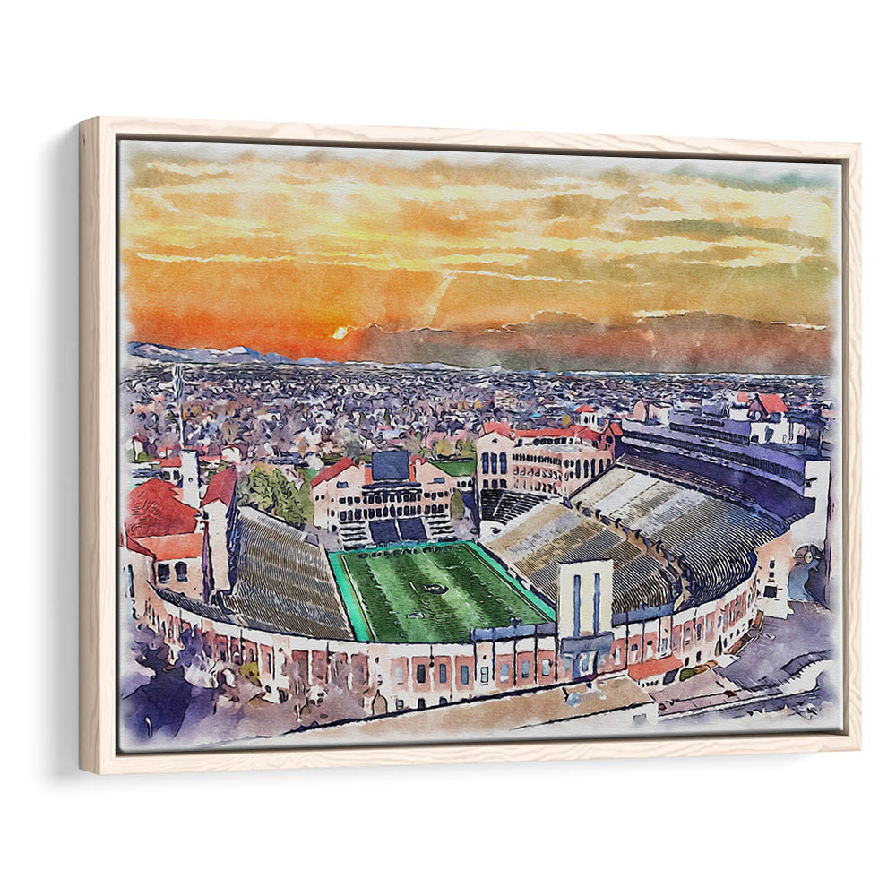 Folsom Field WaterColor, Boulder Colorado Watercolor, Sport Gift Art, Framed Canvas Print Wall Art