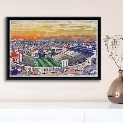 Folsom Field WaterColor, Boulder Colorado Watercolor, Sport Gift Art, Framed Canvas Print Wall Art