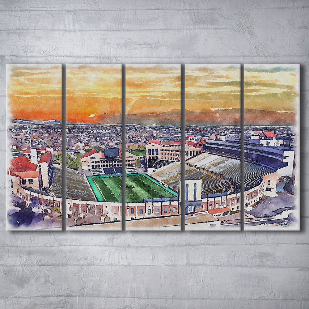 Folsom Field WaterColor, Boulder Colorado Watercolor, Sport Art, Extra Large Canvas Print Wall Art