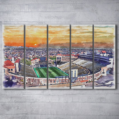 Folsom Field WaterColor, Boulder Colorado Watercolor, Sport Art, Extra Large Canvas Print Wall Art