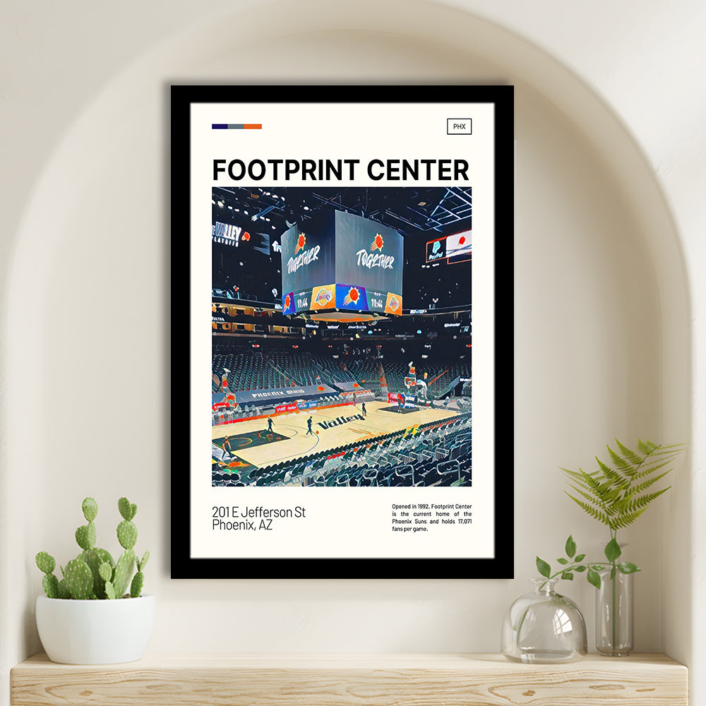 Footprint Center Print, Phoenix Suns Stadium Art, Gifts for him, Sport Art, Framed Art Print Wall Decor