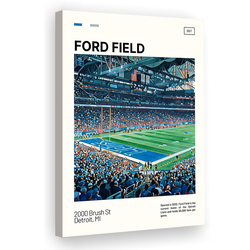 Ford Field Print, Detroit Lions Stadium Canvas Art, Fan Gifts, Sport Art, Canvas Print Wall Art