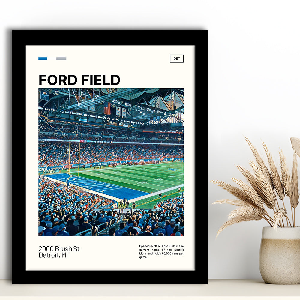 Ford Field Print, Detroit Lions Stadium Art, Gifts for him, Sport Art, Framed Art Print Wall Decor