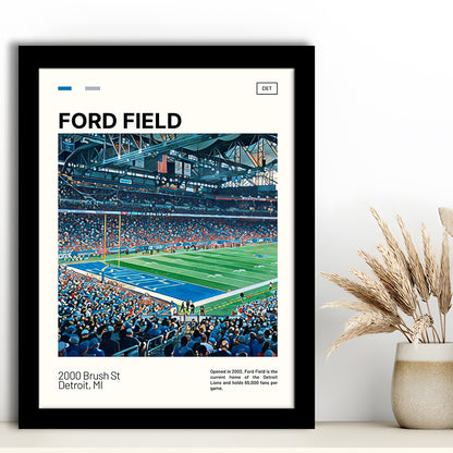 Ford Field Print, Detroit Lions Stadium Art, Gifts for him, Sport Art, Framed Art Print Wall Decor