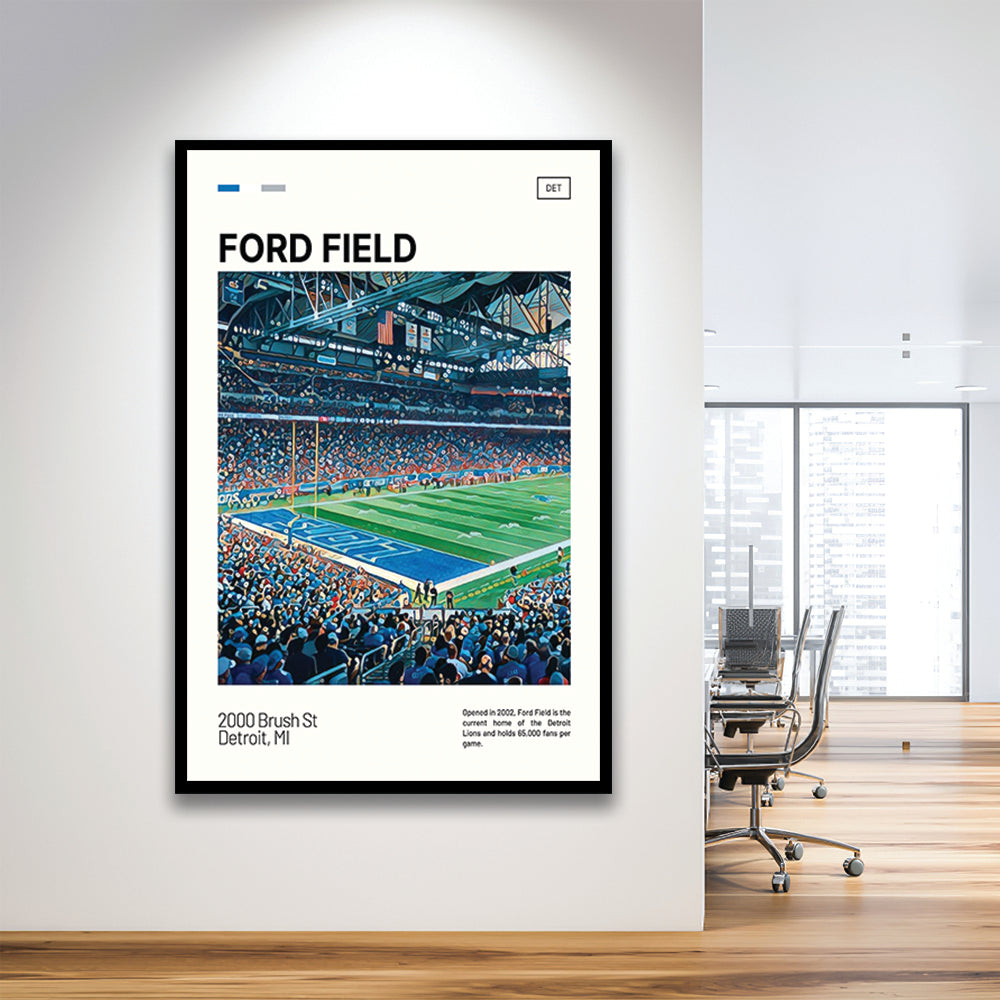 Ford Field Print, Detroit Lions Stadium Art, Gifts for him, Sport Art, Framed Art Print Wall Decor