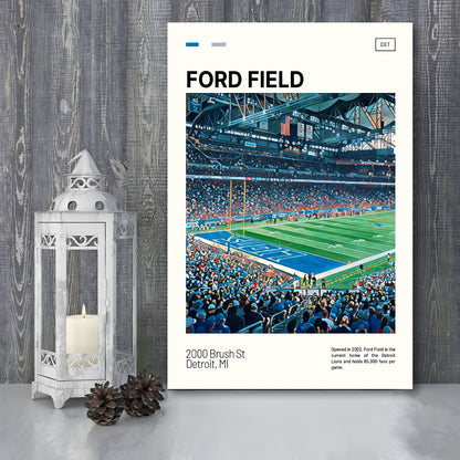Ford Field Print, Detroit Lions Stadium Canvas Art, Fan Gifts, Sport Art, Canvas Print Wall Art