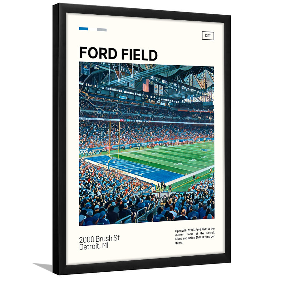 Ford Field Print, Detroit Lions Stadium Art, Gifts for him, Sport Art, Framed Art Print Wall Decor