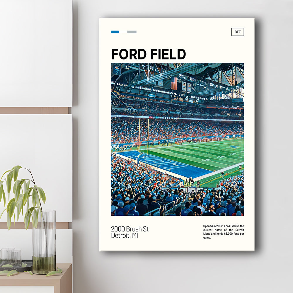 Ford Field Print, Detroit Lions Stadium Canvas Art, Fan Gifts, Sport Art, Canvas Print Wall Art