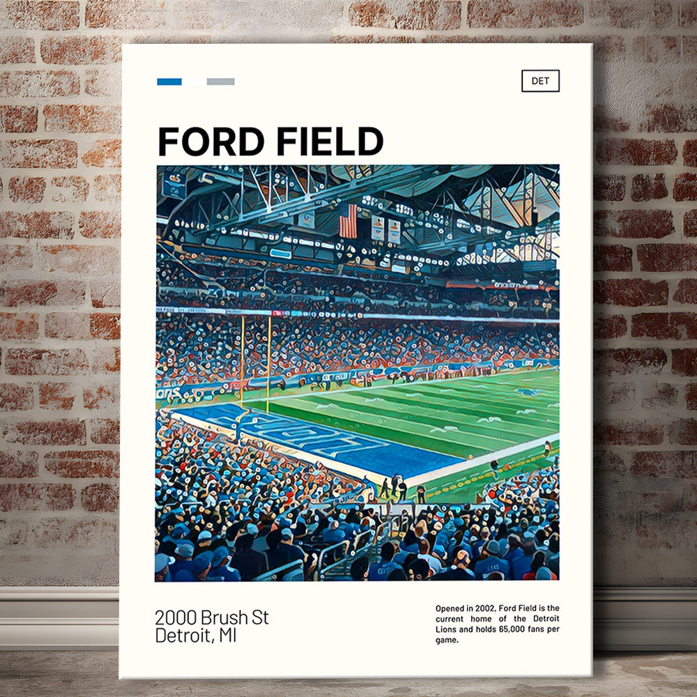 Ford Field Print, Detroit Lions Stadium Canvas Art, Fan Gifts, Sport Art, Canvas Print Wall Art