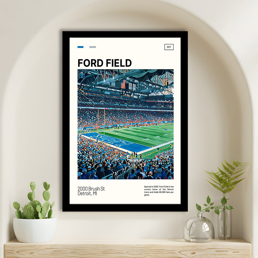 Ford Field Print, Detroit Lions Stadium Art, Gifts for him, Sport Art, Framed Art Print Wall Decor