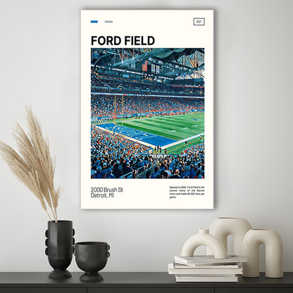 Ford Field Print, Detroit Lions Stadium Canvas Art, Fan Gifts, Sport Art, Canvas Print Wall Art