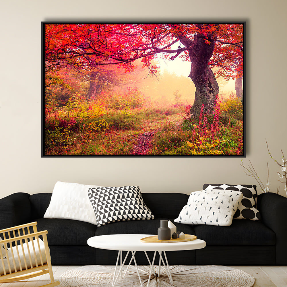 Forest Canvas Print Majestic Landscape Forest Wall Decor, Framed Canvas Print Wall Art, Floating Frame