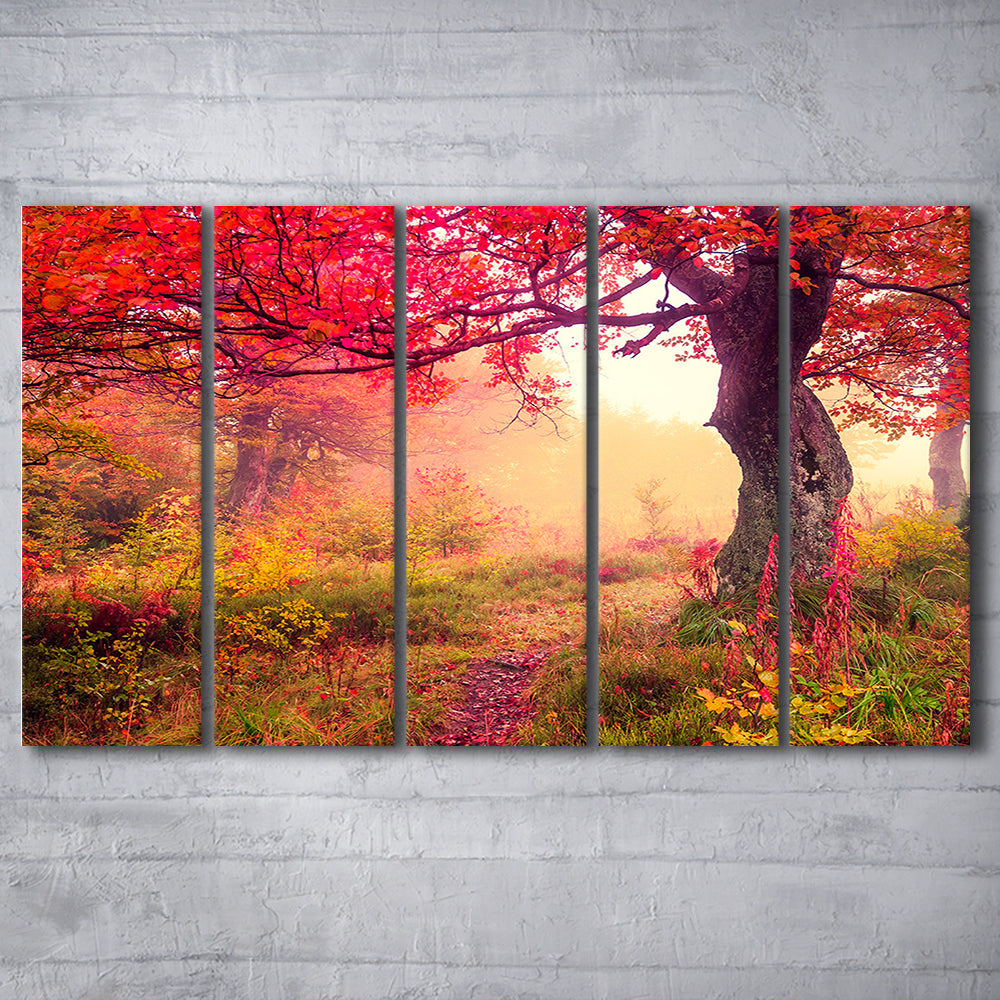 Forest canvas print Majestic landscape Forest wall decor, 5 Panel B Canvas Print Wall Art, Extra Large Canvas