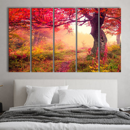 Forest canvas print Majestic landscape Forest wall decor, 5 Panel B Canvas Print Wall Art, Extra Large Canvas
