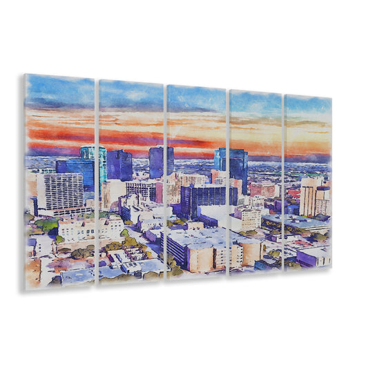 Fort Worth Watercolor Painting Canvas, Fort Worth Texas, Sport Art, Extra Large Canvas Print Wall Art