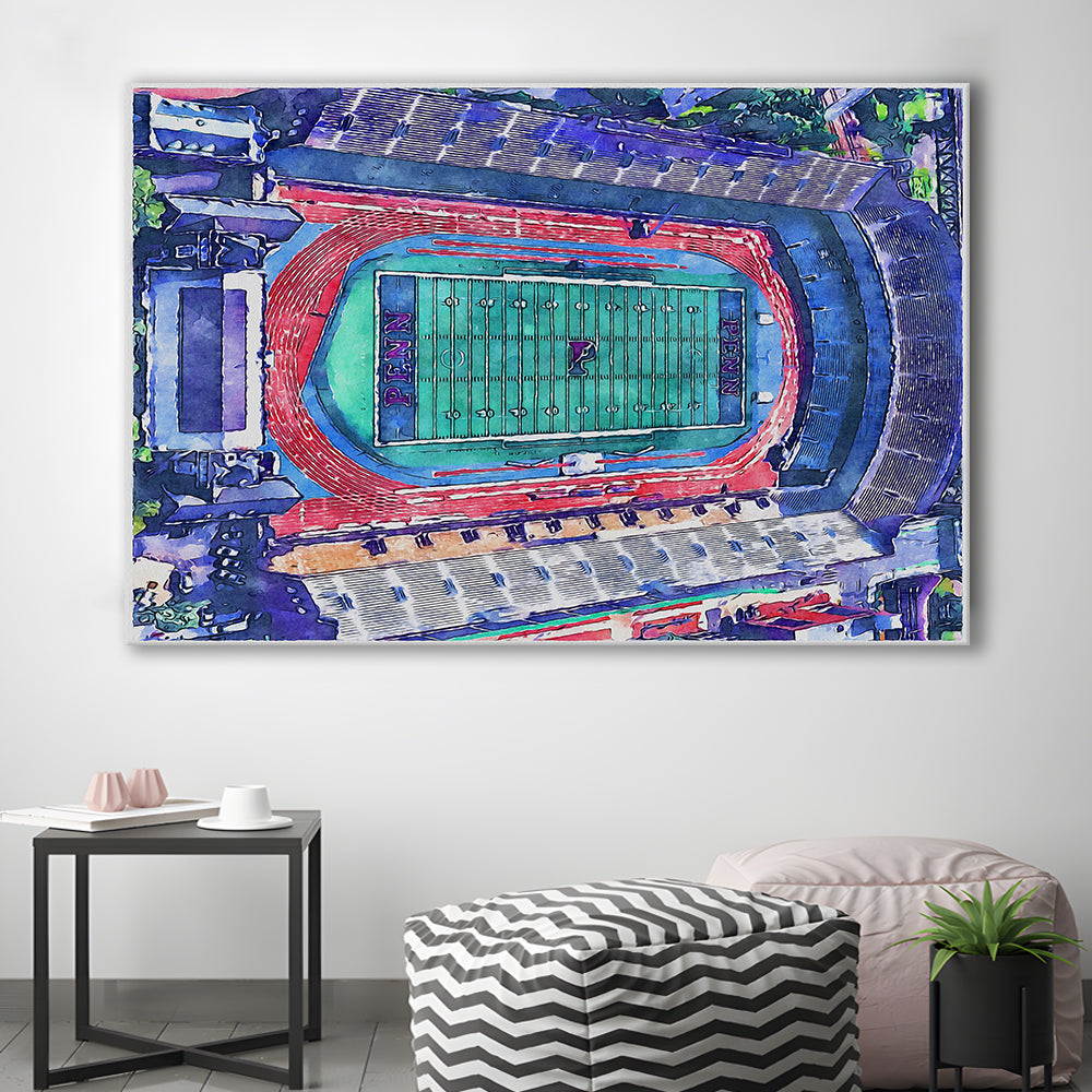 Franklin Field WaterColor, Philadelphia Pennsylvania Watercolor, Sport Art, Gifts for him, Canvas Print Wall Art