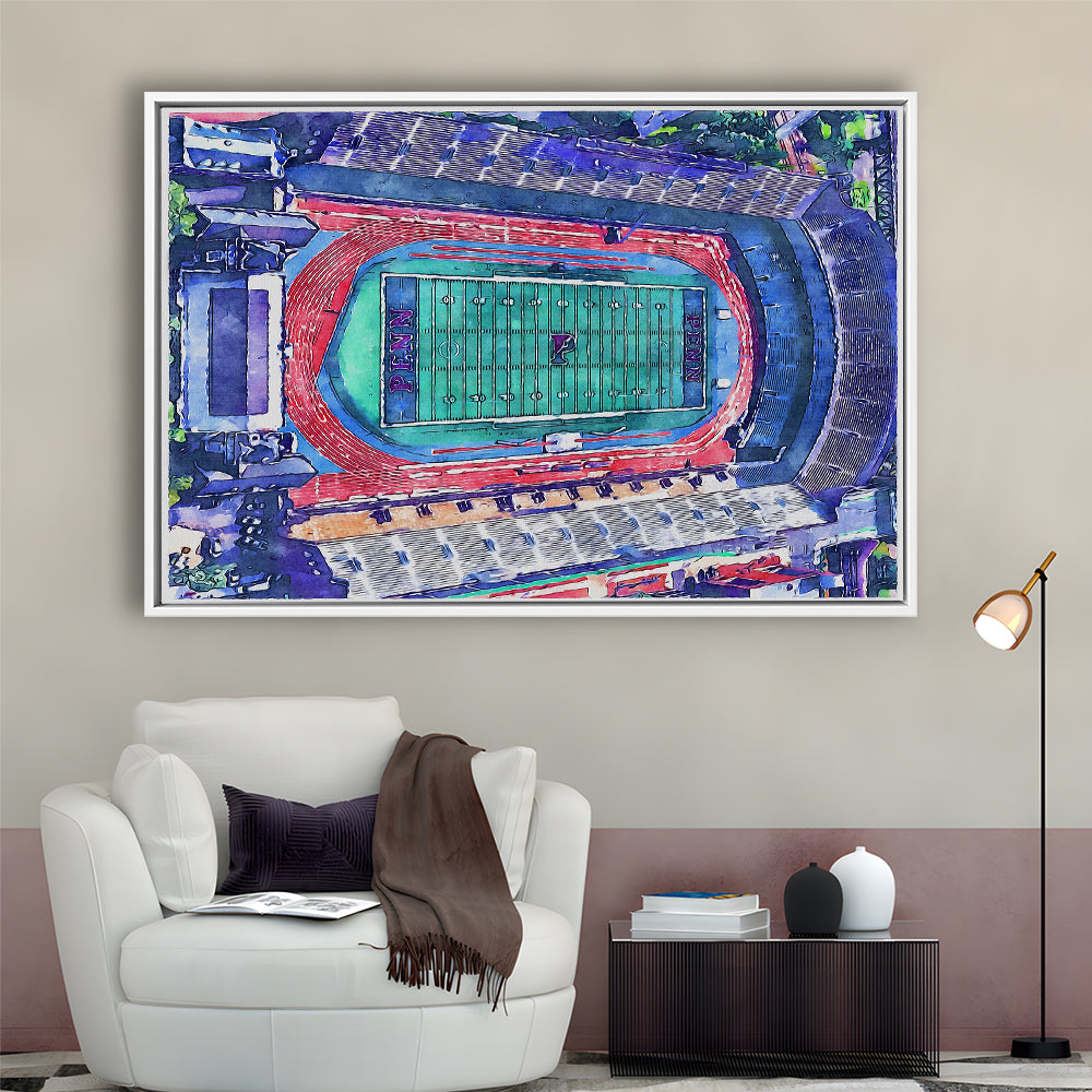 Franklin Field WaterColor, Philadelphia Pennsylvania Watercolor, Sport Gift Art, Framed Canvas Print Wall Art