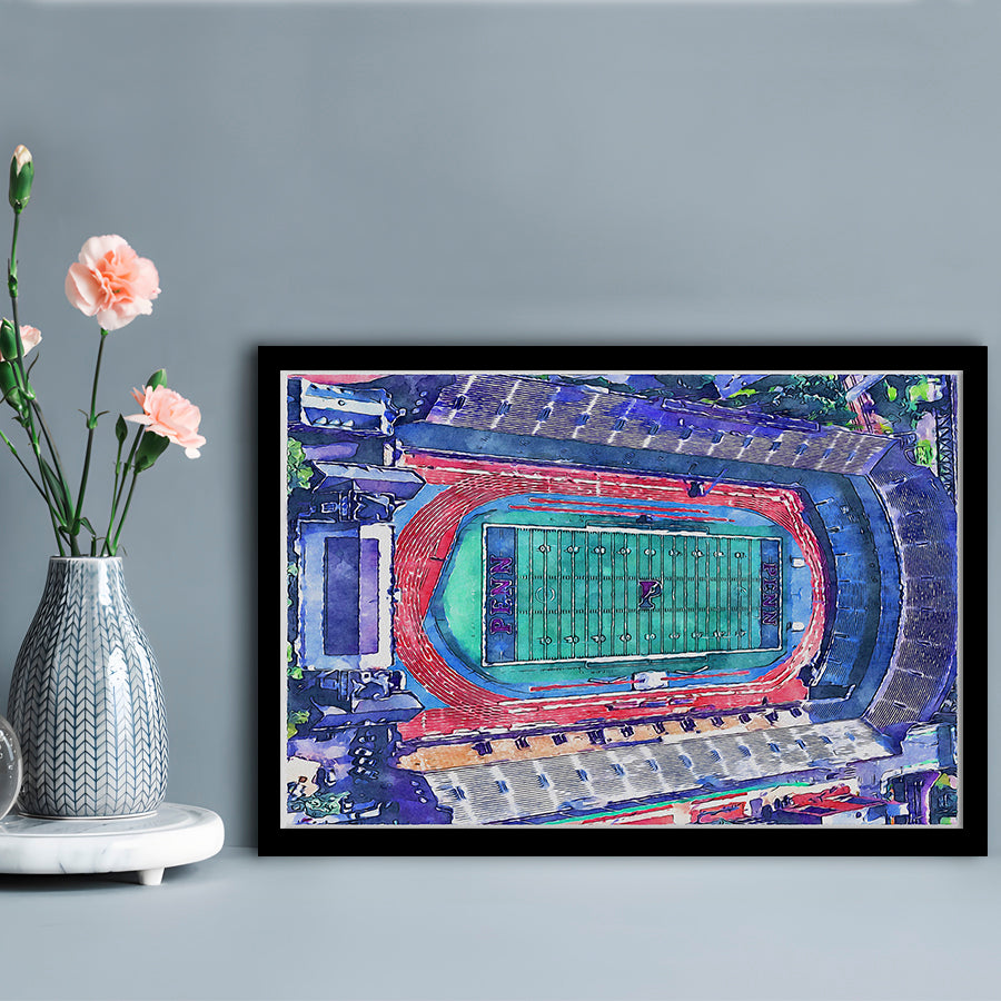 Franklin Field WaterColor, Philadelphia Pennsylvania Watercolor, Sport Gift Art, Framed Art Print Wall Decor