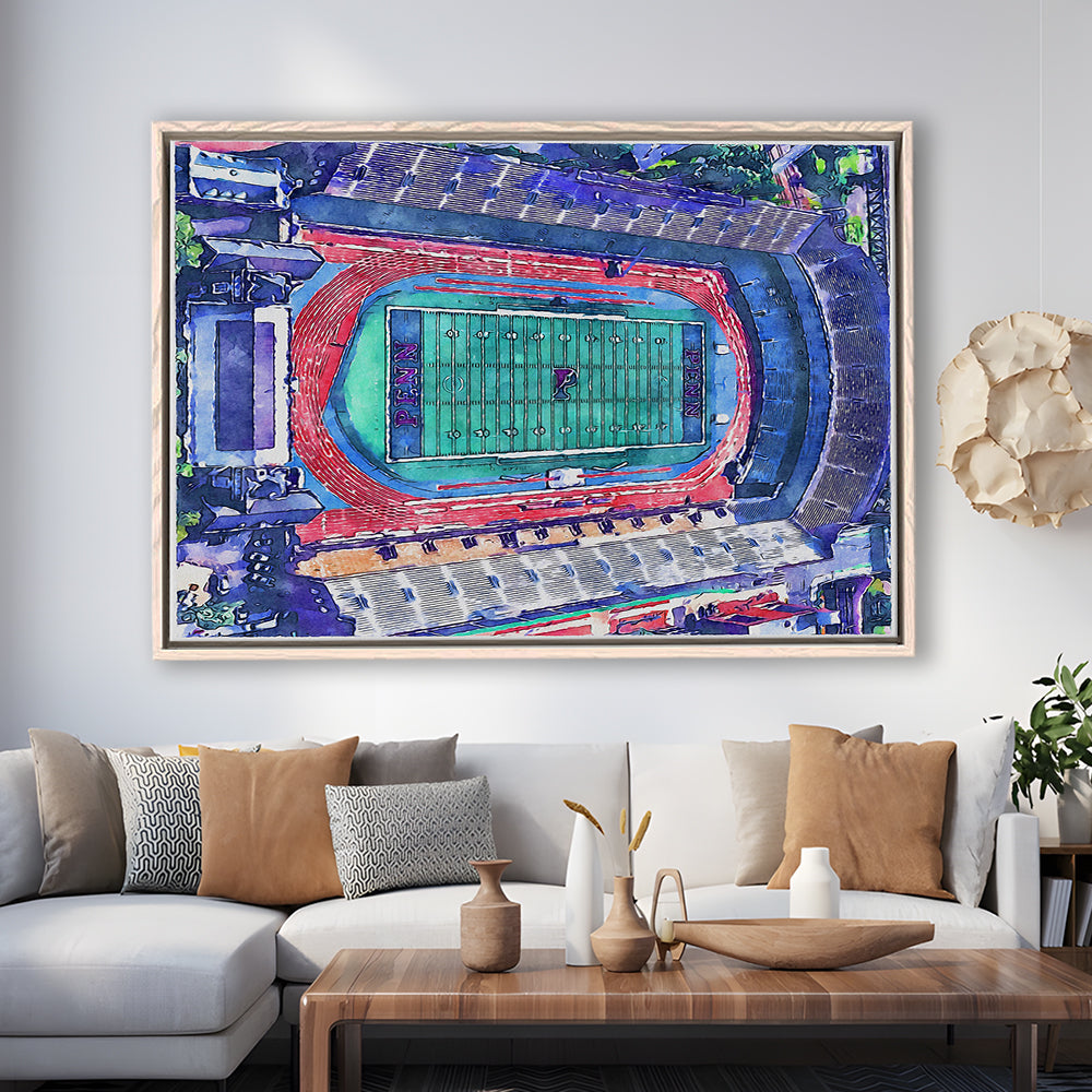 Franklin Field WaterColor, Philadelphia Pennsylvania Watercolor, Sport Gift Art, Framed Canvas Print Wall Art