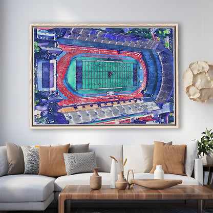 Franklin Field WaterColor, Philadelphia Pennsylvania Watercolor, Sport Gift Art, Framed Canvas Print Wall Art
