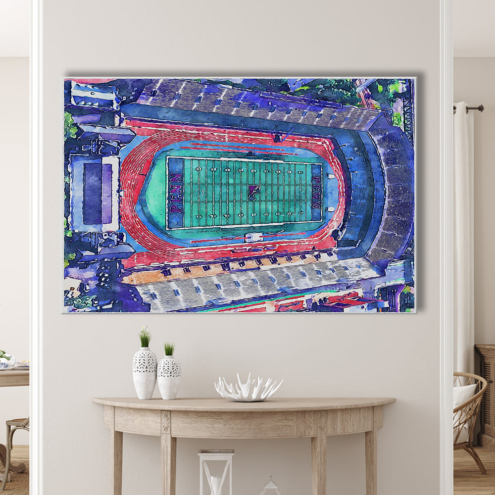 Franklin Field WaterColor, Philadelphia Pennsylvania Watercolor, Sport Art, Gifts for him, Canvas Print Wall Art