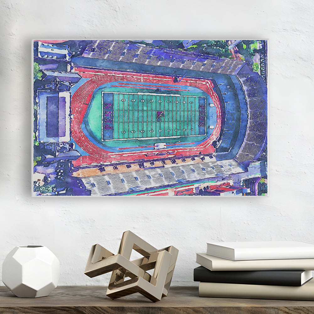 Franklin Field WaterColor, Philadelphia Pennsylvania Watercolor, Sport Art, Gifts for him, Canvas Print Wall Art
