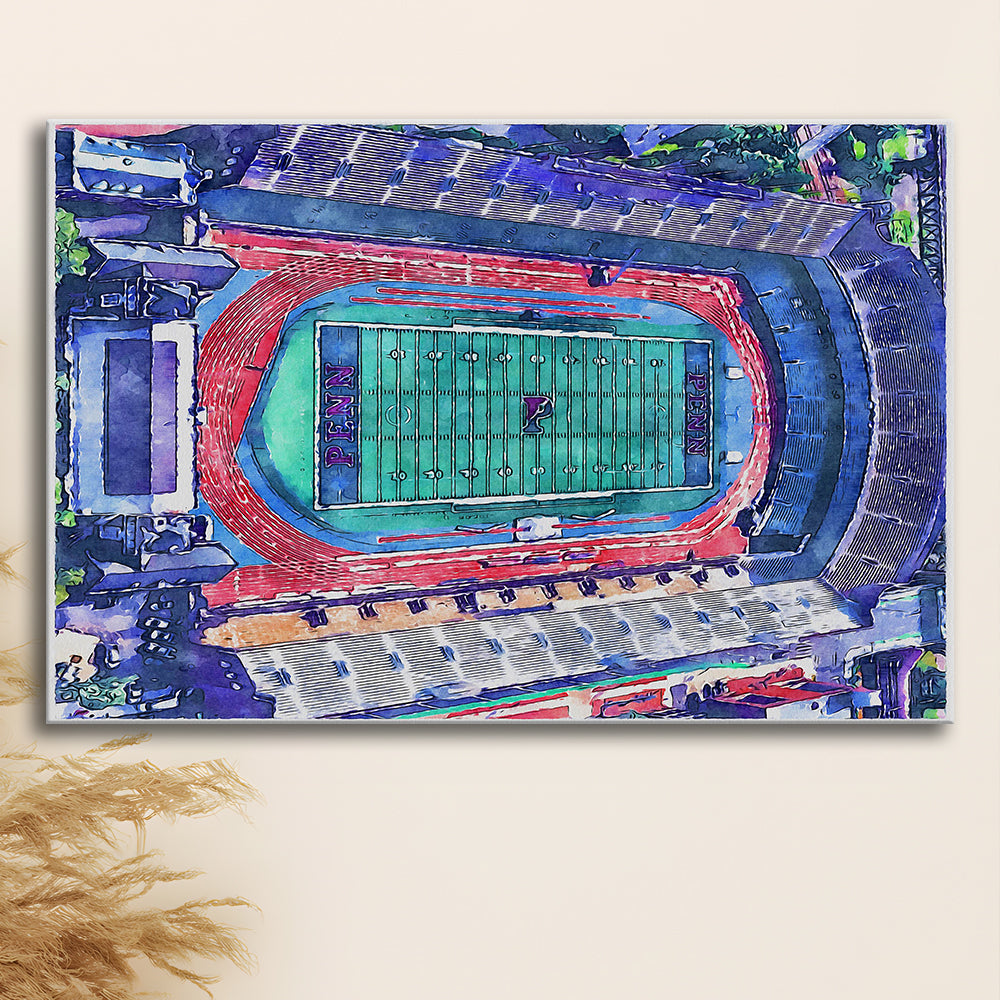 Franklin Field WaterColor, Philadelphia Pennsylvania Watercolor, Sport Art, Gifts for him, Canvas Print Wall Art
