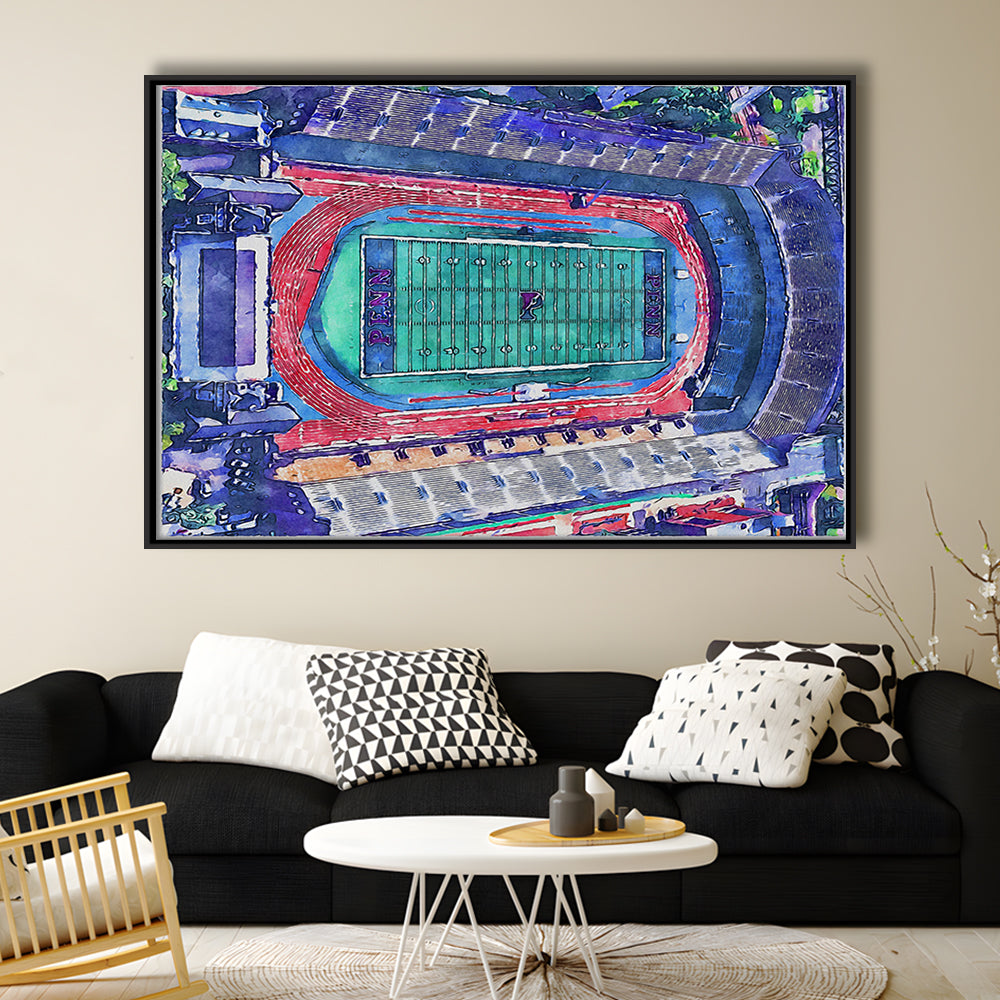 Franklin Field WaterColor, Philadelphia Pennsylvania Watercolor, Sport Gift Art, Framed Canvas Print Wall Art