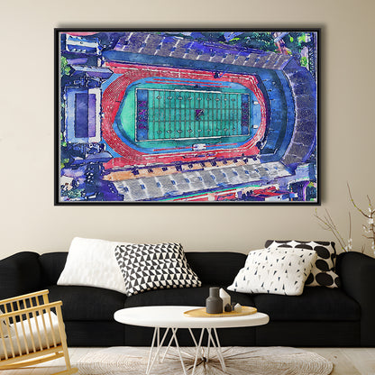 Franklin Field WaterColor, Philadelphia Pennsylvania Watercolor, Sport Gift Art, Framed Canvas Print Wall Art