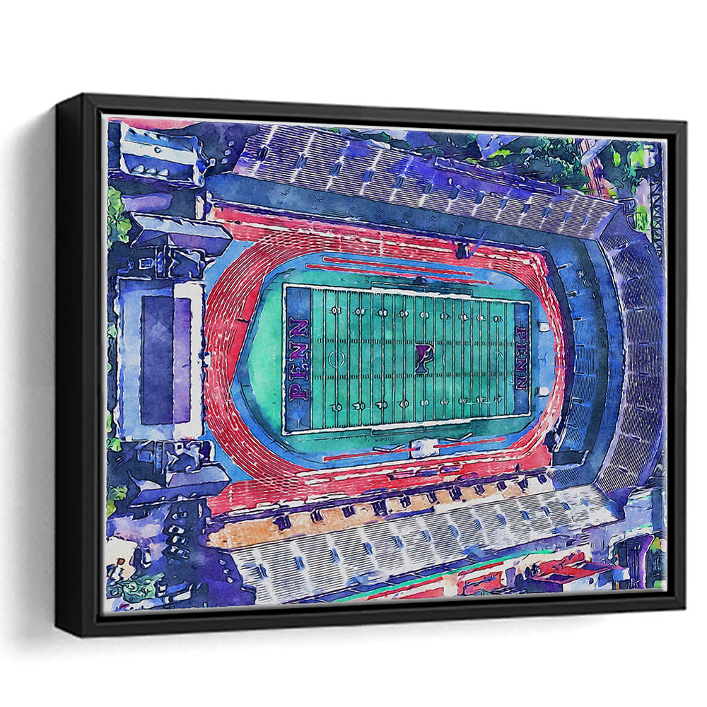 Franklin Field WaterColor, Philadelphia Pennsylvania Watercolor, Sport Gift Art, Framed Canvas Print Wall Art