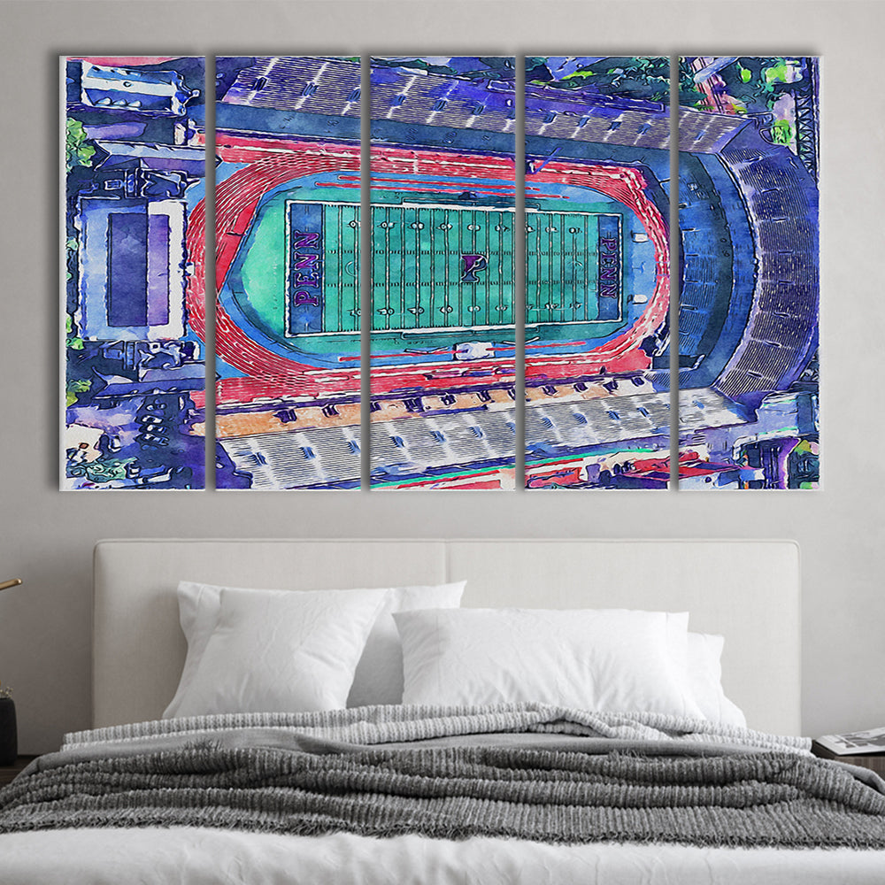 Franklin Field WaterColor, Philadelphia Pennsylvania Watercolor, Sport Art, Extra Large Canvas Print Wall Art