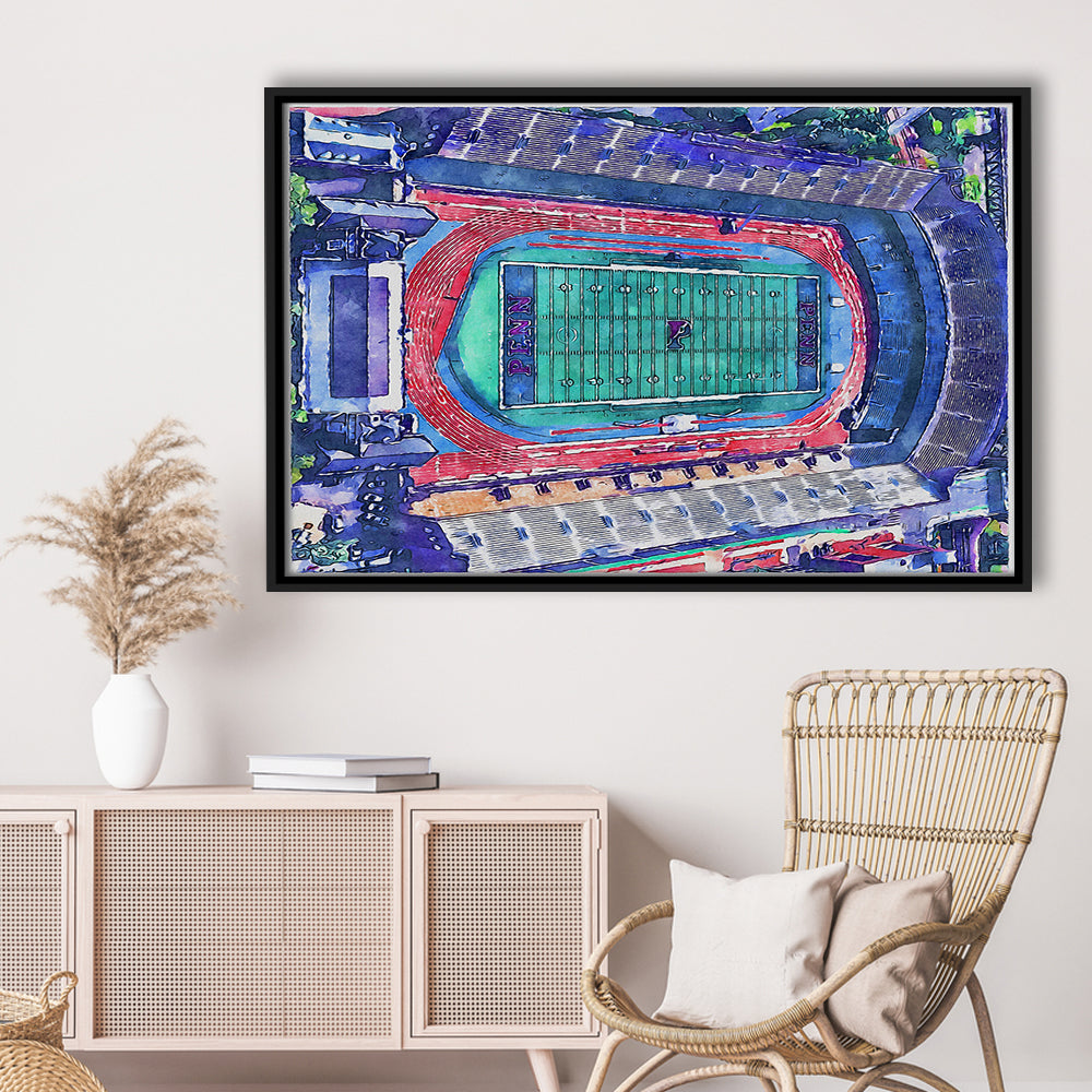 Franklin Field WaterColor, Philadelphia Pennsylvania Watercolor, Sport Gift Art, Framed Canvas Print Wall Art
