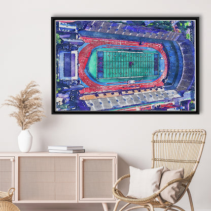 Franklin Field WaterColor, Philadelphia Pennsylvania Watercolor, Sport Gift Art, Framed Canvas Print Wall Art