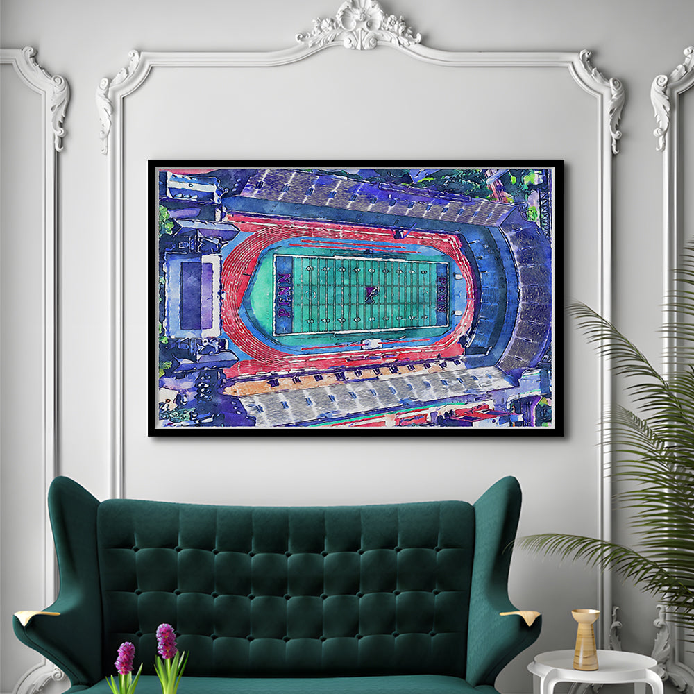 Franklin Field WaterColor, Philadelphia Pennsylvania Watercolor, Sport Gift Art, Framed Art Print Wall Decor