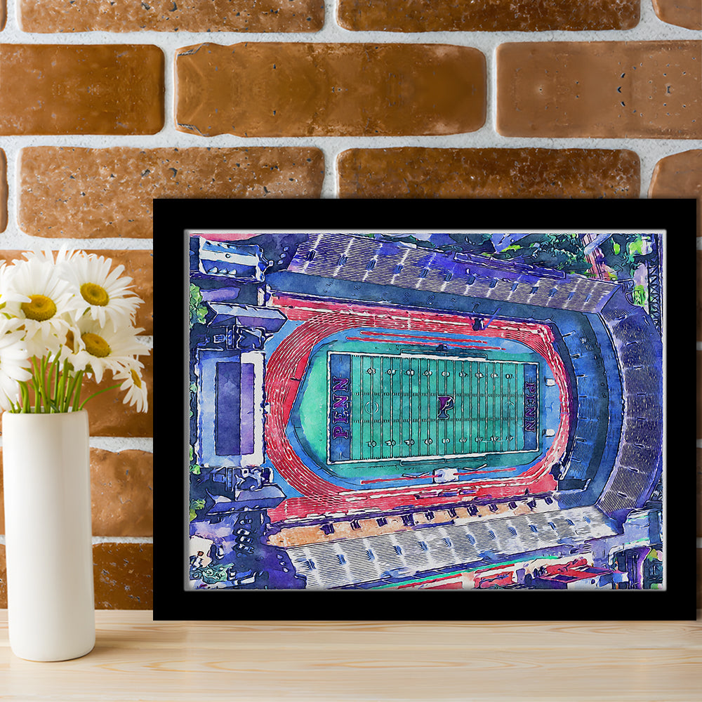 Franklin Field WaterColor, Philadelphia Pennsylvania Watercolor, Sport Gift Art, Framed Art Print Wall Decor