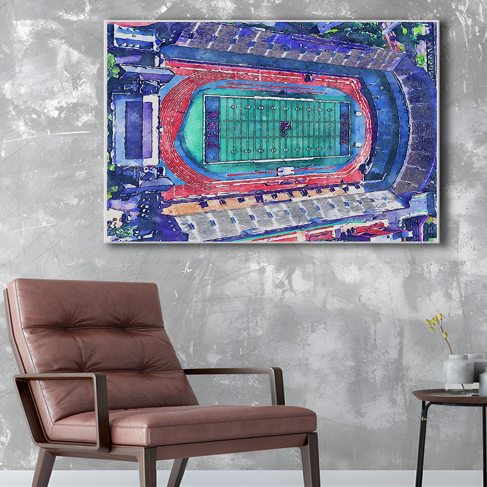 Franklin Field WaterColor, Philadelphia Pennsylvania Watercolor, Sport Art, Gifts for him, Canvas Print Wall Art