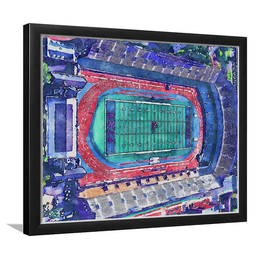 Franklin Field WaterColor, Philadelphia Pennsylvania Watercolor, Sport Gift Art, Framed Art Print Wall Decor
