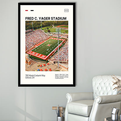 Fred C. Yager Stadium Print, Miami RedHawks Stadium Art, Gifts for him, Sport Art, Framed Art Print Wall Decor