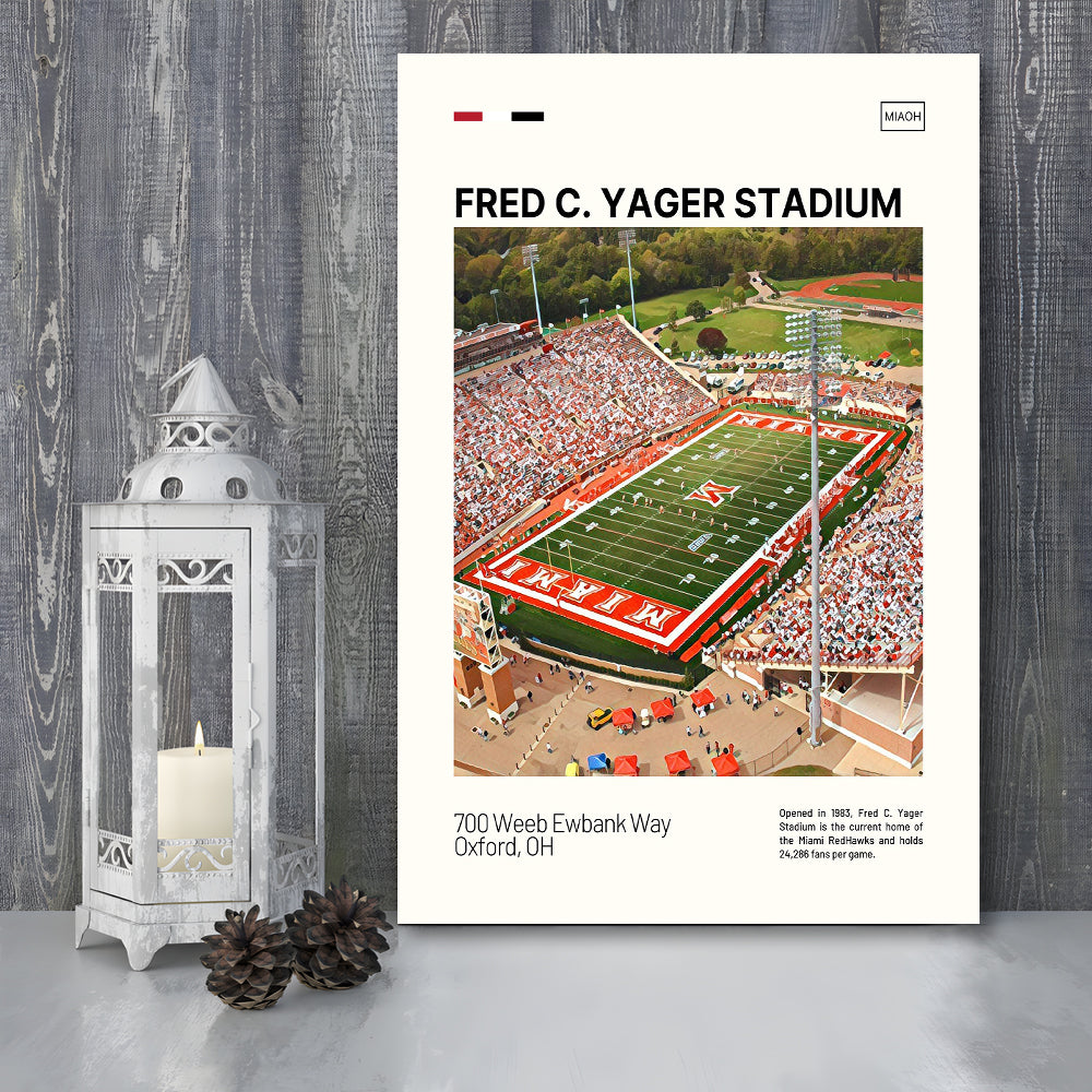 Fred C. Yager Stadium Print, Miami RedHawks Stadium Canvas Art, Fan Gifts, Sport Art, Canvas Print Wall Art