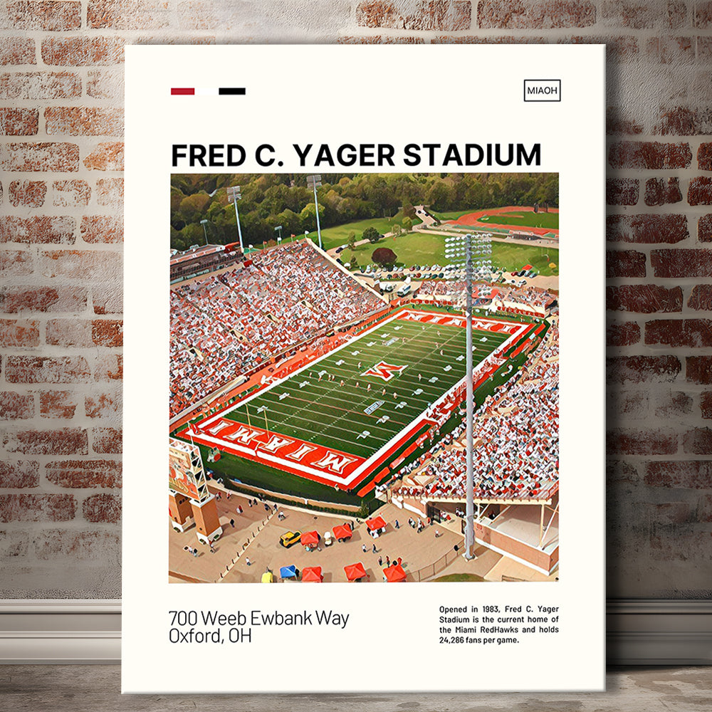 Fred C. Yager Stadium Print, Miami RedHawks Stadium Canvas Art, Fan Gifts, Sport Art, Canvas Print Wall Art