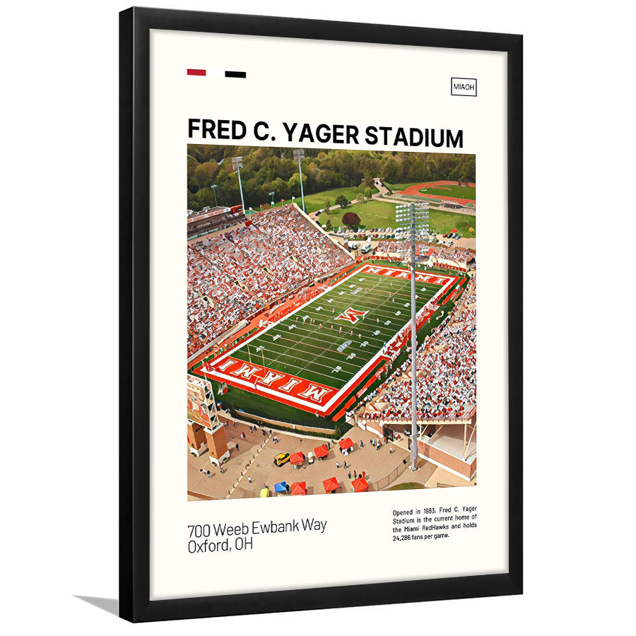 Fred C. Yager Stadium Print, Miami RedHawks Stadium Art, Gifts for him, Sport Art, Framed Art Print Wall Decor