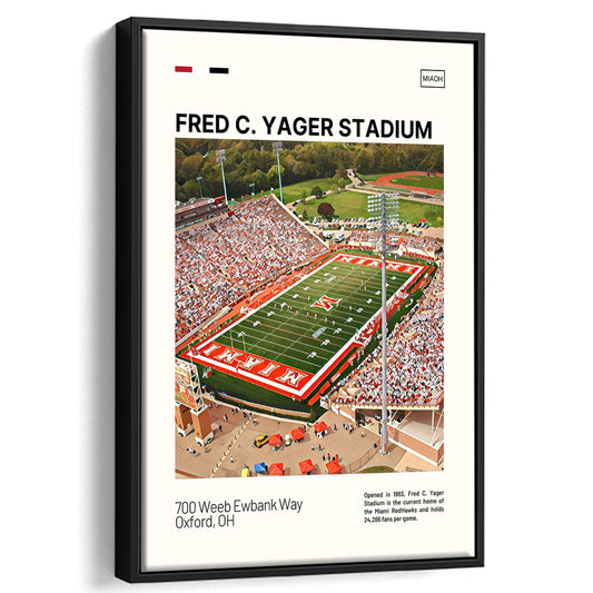 Fred C. Yager Stadium Print, Miami RedHawks Stadium Canvas Art, Man Cave Gift, Floating Framed Canvas Print Wall Art