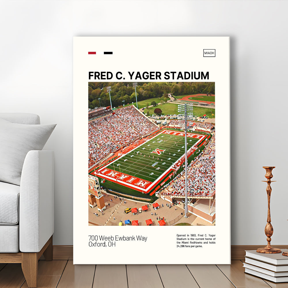 Fred C. Yager Stadium Print, Miami RedHawks Stadium Canvas Art, Fan Gifts, Sport Art, Canvas Print Wall Art