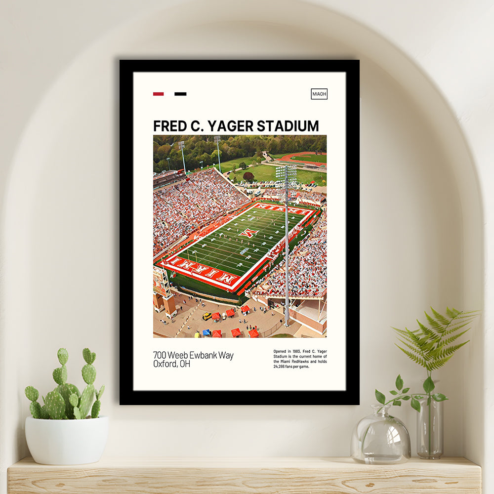 Fred C. Yager Stadium Print, Miami RedHawks Stadium Art, Gifts for him, Sport Art, Framed Art Print Wall Decor